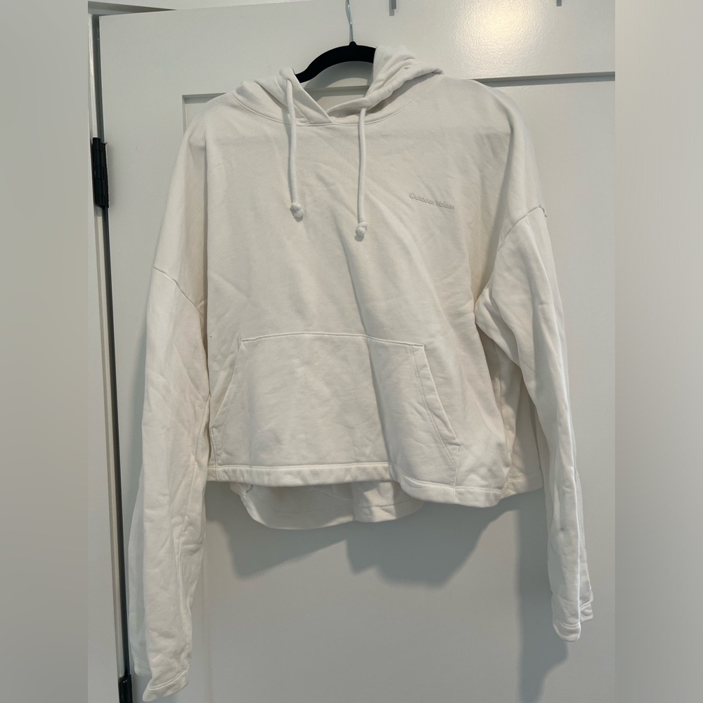 Outdoor voices white cropped hoodie